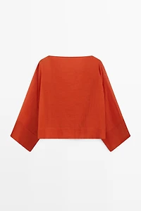 Chemise fluide manches volumineuses 100 % coton
