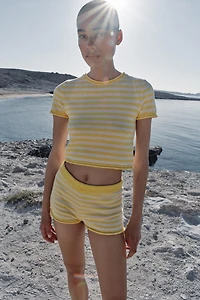 STRIPED KNIT SHORTS