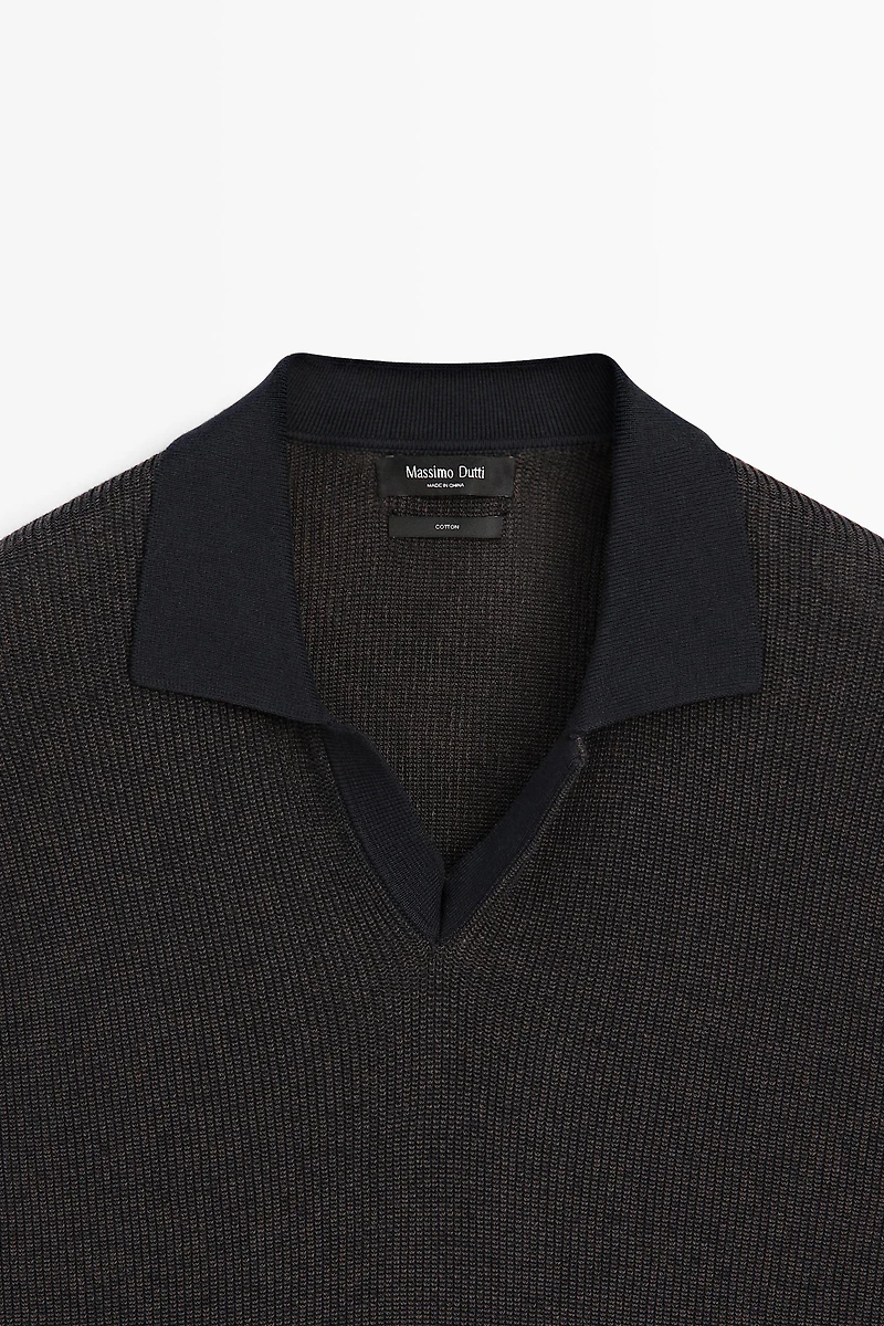 Pull polo en maille 100 % coton