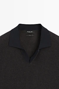 Pull polo en maille 100 % coton