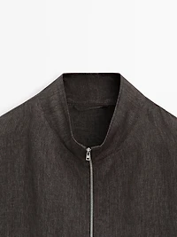 Veste bomber total look lin délavé