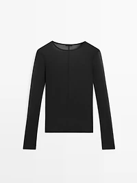 Long sleeve silk T-shirt