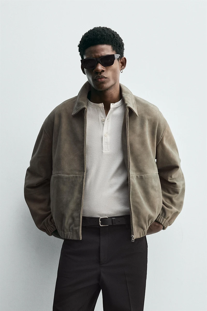 SUEDE-FINISH LEATHER JACKET