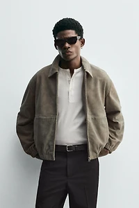 SUEDE-FINISH LEATHER JACKET
