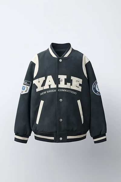 BLOUSON BOMBER EN MATIÈRE SYNTHÉTIQUE IMPRIMÉ YALE UNIVERSITY ™