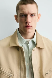 CONTRAST COLLAR DENIM JACKET