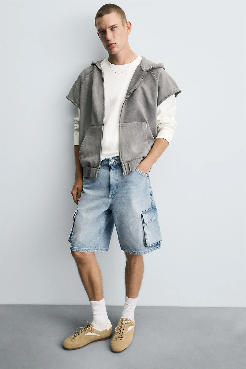 CARGO DENIM SHORTS