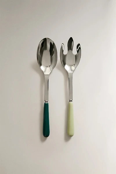 ENSEMBLE DE COUVERTS À SALADE MANCHE CÉRAMIQUE (LOT DE 2)