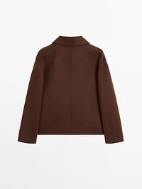Short wool blend jacket with shirt collar