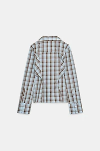 PLAID WRAP POPLIN SHIRT