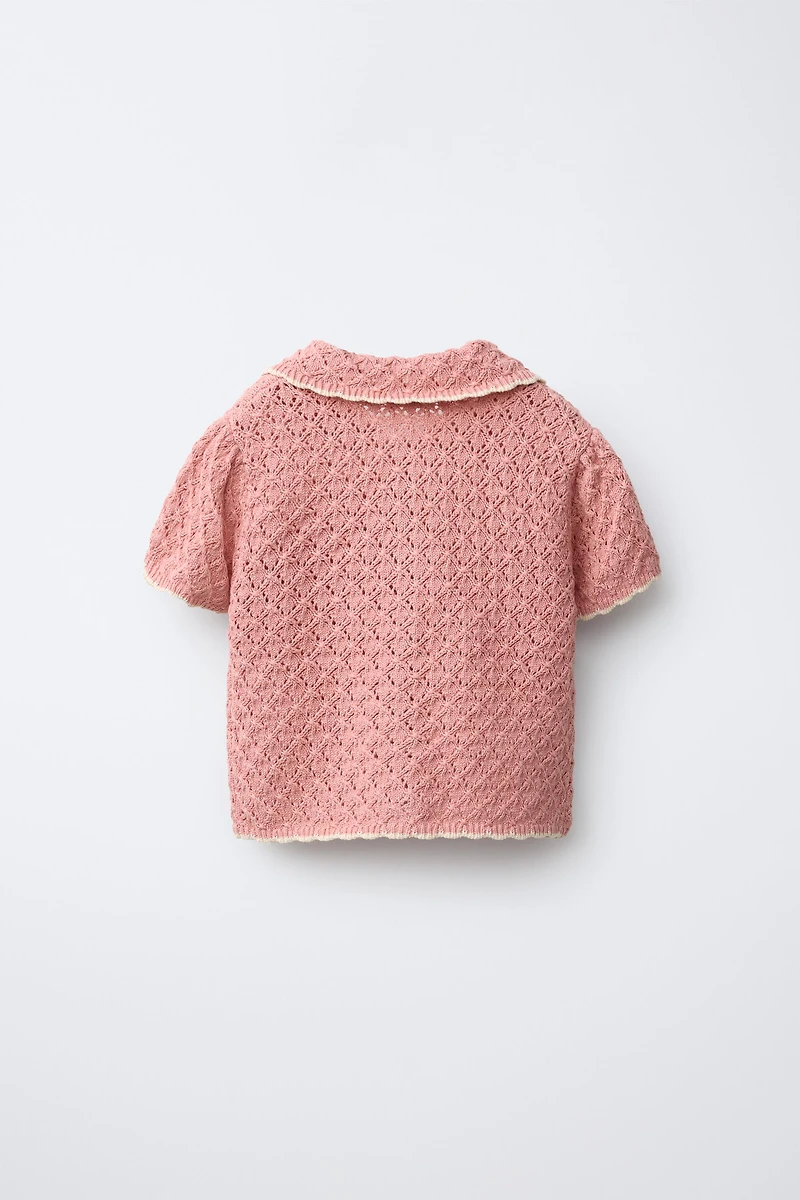 KNIT POLO WITH FLOWERS