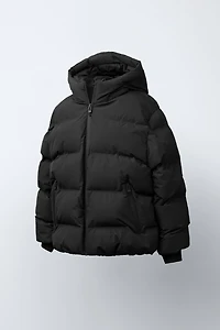 WATER REPELLENT PUFFER COAT WITH LABEL