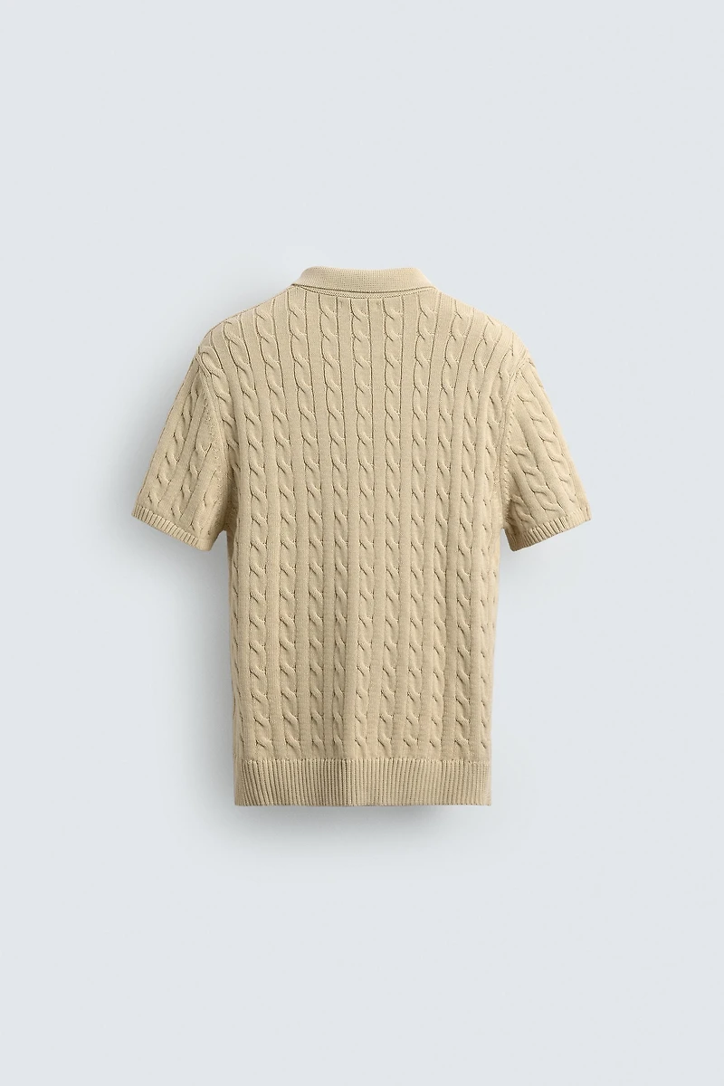 BRAIDED TEXTURED KNIT POLO