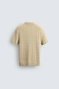 BRAIDED TEXTURED KNIT POLO