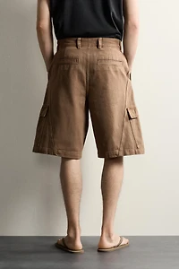 ABSTRACT PRINT RELAXED FIT CARGO SHORTS