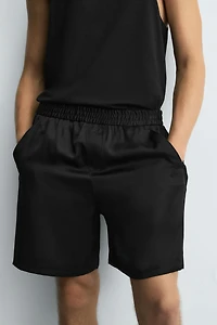 RELAXED FIT SATIN BERMUDA SHORTS