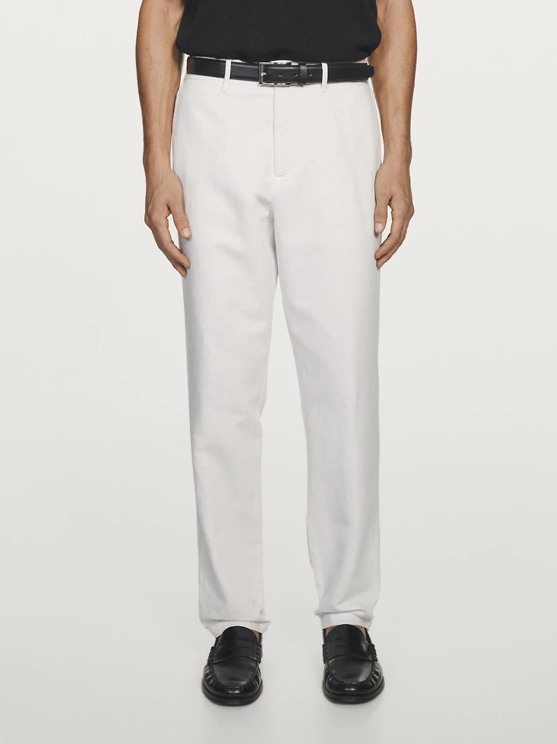 Pantalon tapered fit lin