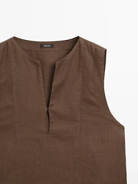 100% linen blouse with seam details