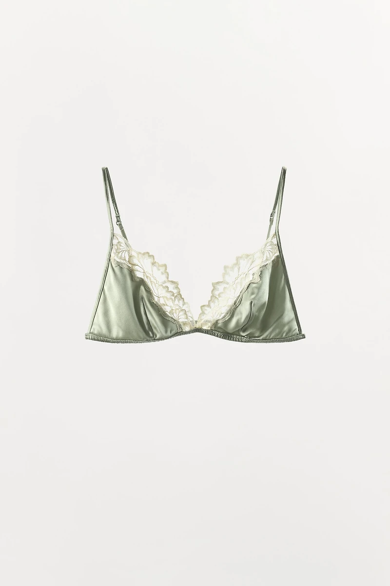 SILK AND LACE TRIANGLE BRA