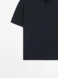 Knit V-neck polo shirt