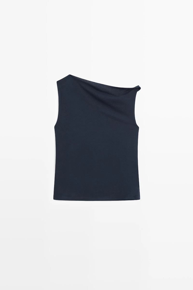 Asymmetric drop sleeve top