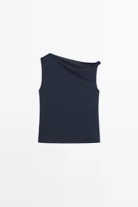 Asymmetric drop sleeve top