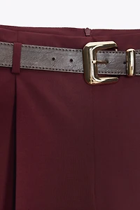 PLEATED BELTED PANTS