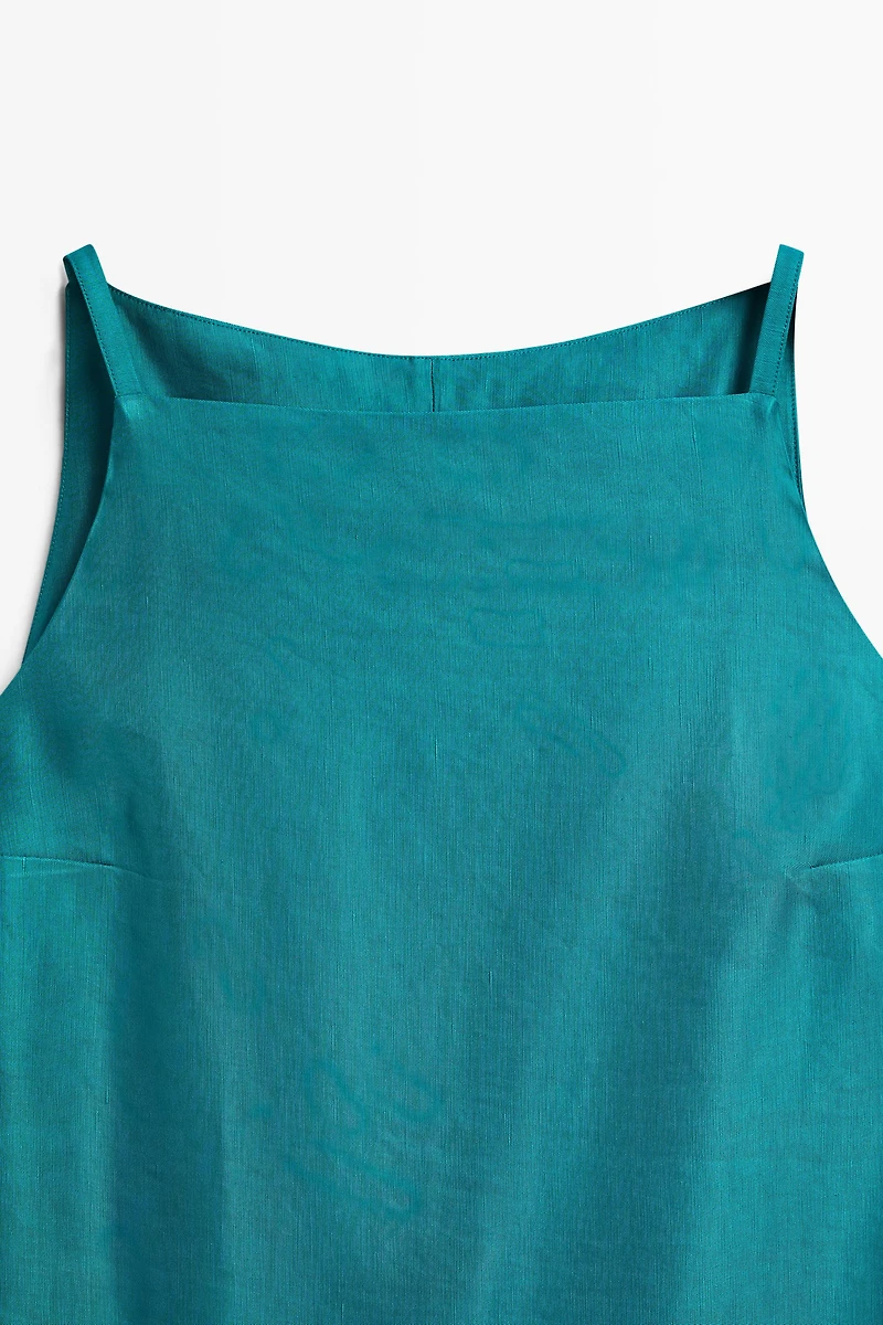 Linen blend mini dress