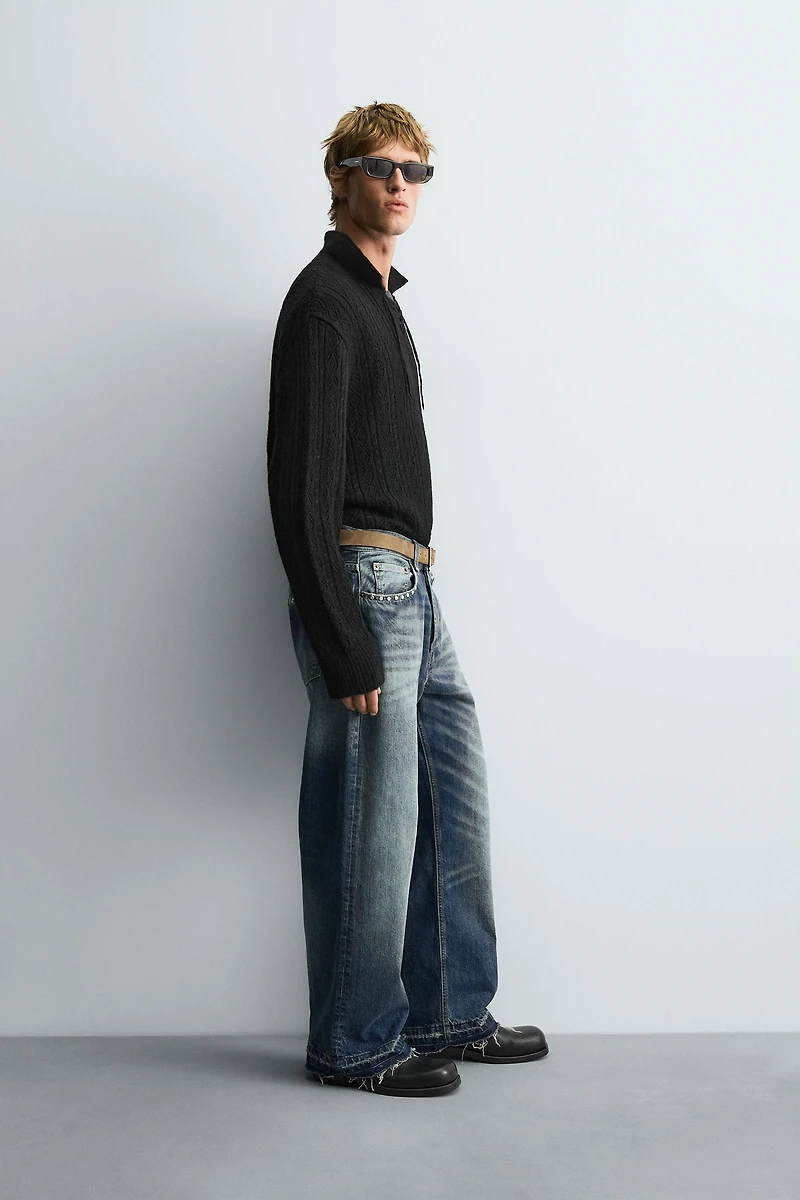 TEXTURED CORD KNIT POLO SHIRT