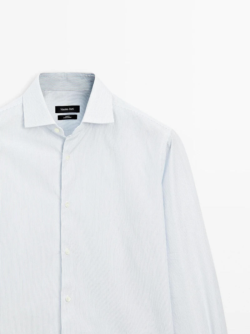 Chemise slim micro-rayures 100 % coton