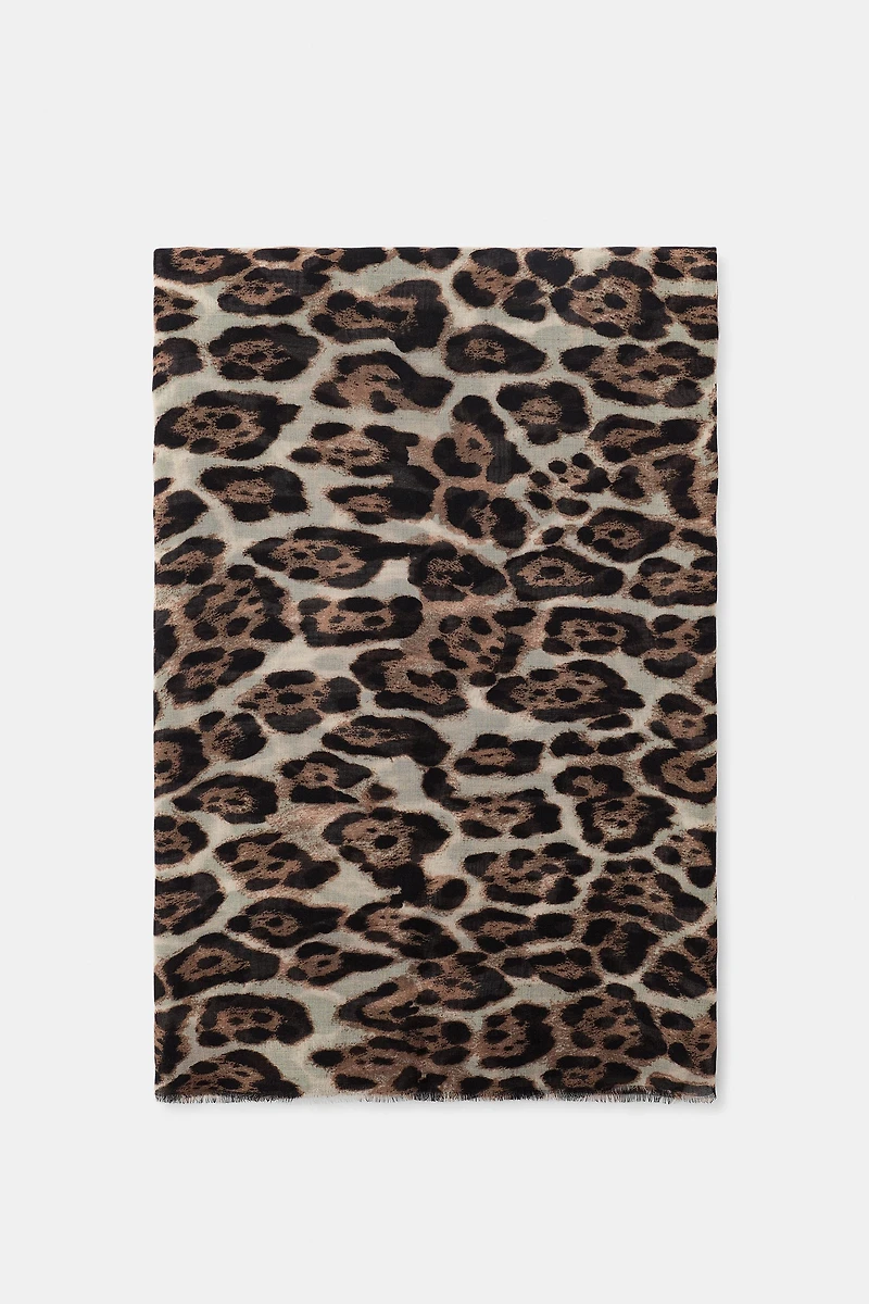 ANIMAL PRINT MODAL SILK SCARF