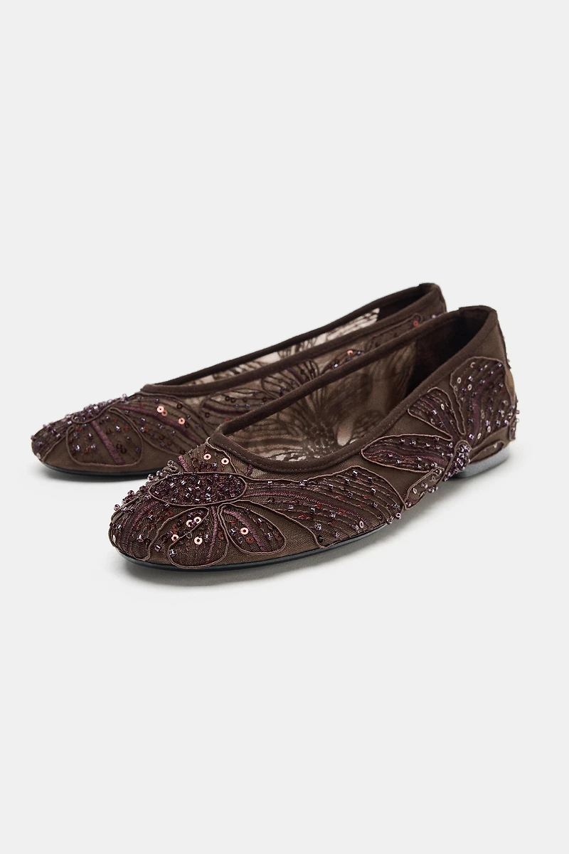 BALLERINES EN RÉSILLE BRODÉES