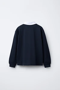 CONTRAST COLLAR ELBOW PATCH POLO SHIRT