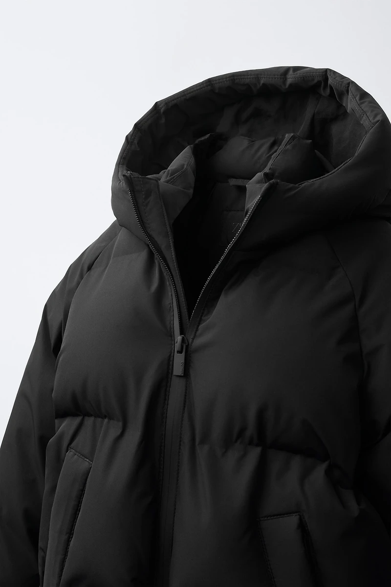 WATER REPELLENT HOODED PUFFER COAT