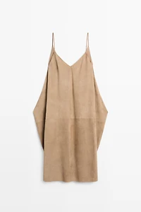 Suede leather combined dress - STUDIO