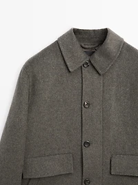 Short wool blend coat with padded lining