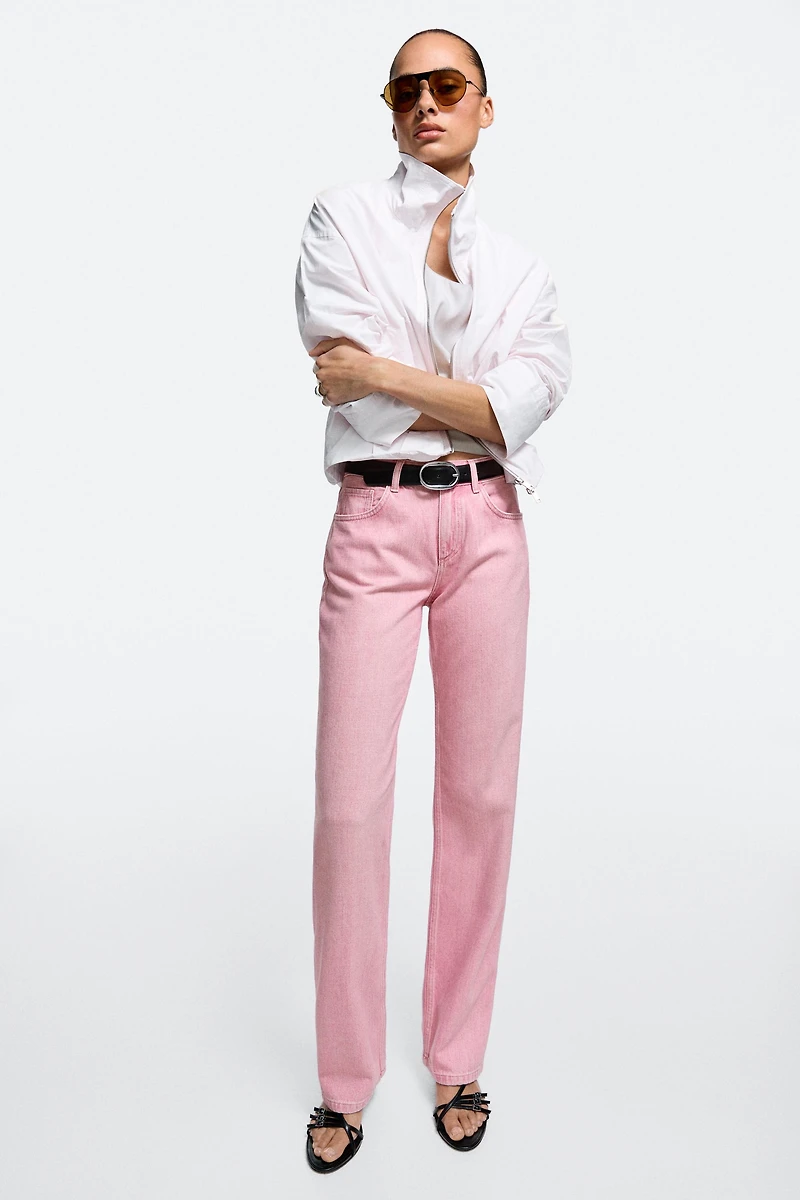 Low-rise straight-leg jeans