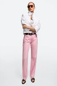 Low-rise straight-leg jeans