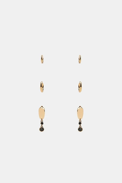 PACK OF 3 SPARKLY HOOP EARRINGS