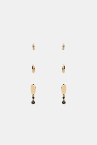 PACK OF 3 SPARKLY HOOP EARRINGS