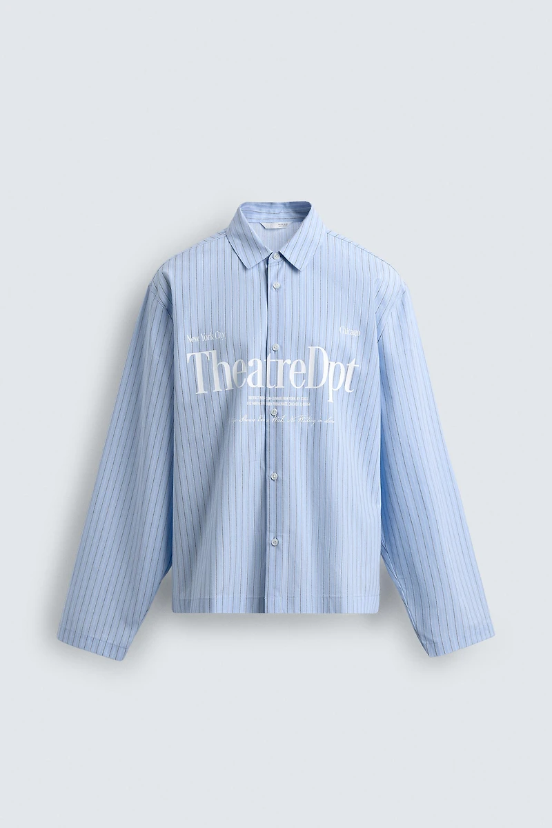 RELAXED FIT PLAID TEXT SHIRT