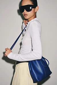 LEATHER DRAWSTRING CROSSBODY BAG