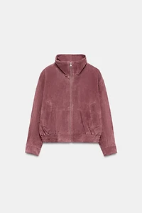 100% LEATHER HIGH NECK BOMBER JACKET