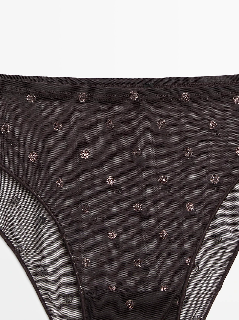 Semi-sheer polka dot briefs