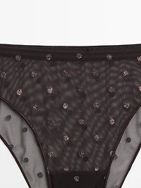 Semi-sheer polka dot briefs