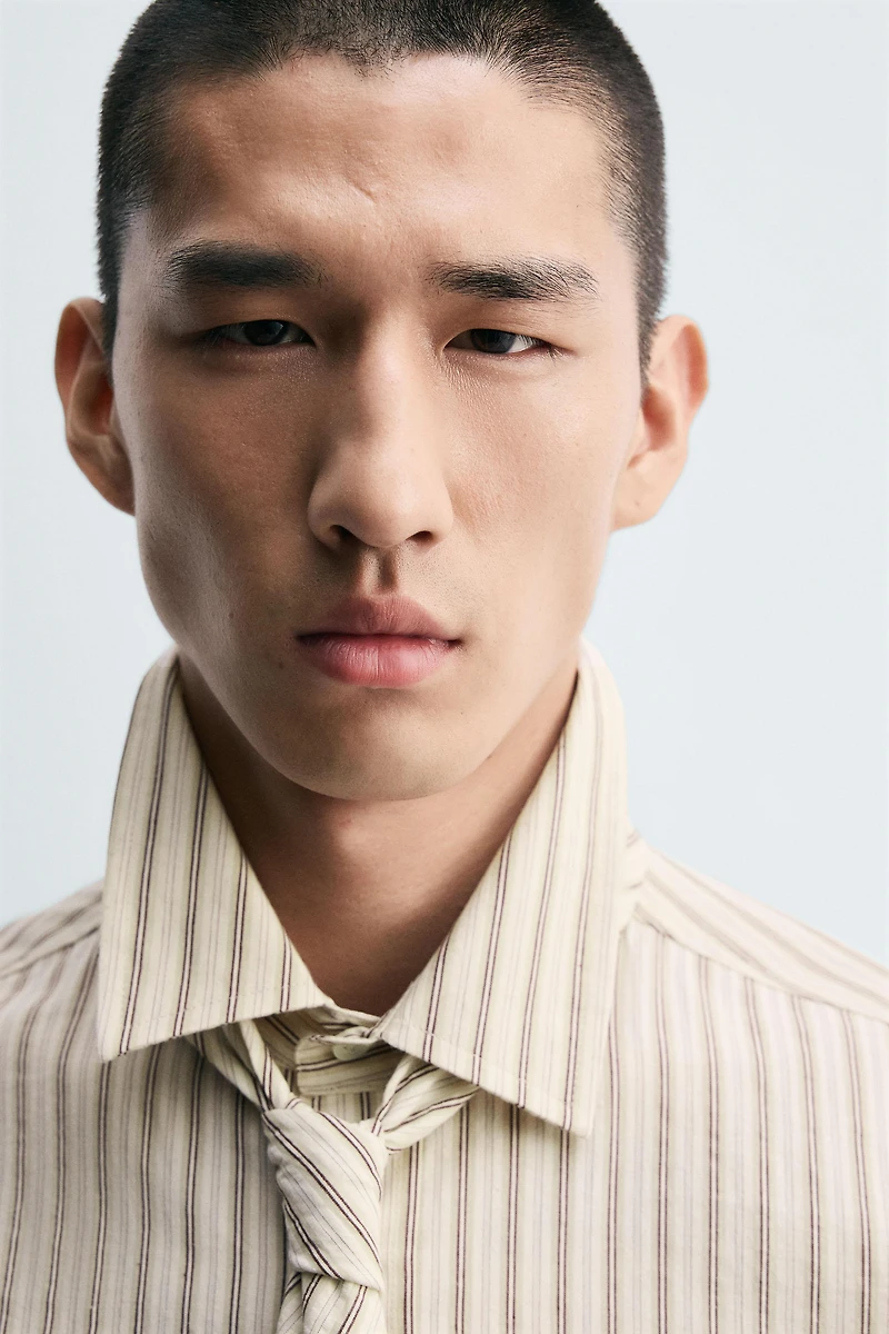 COMBINATION STRIPED SHIRT WITH TIE