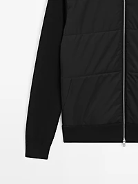 Contrast knit puffer jacket