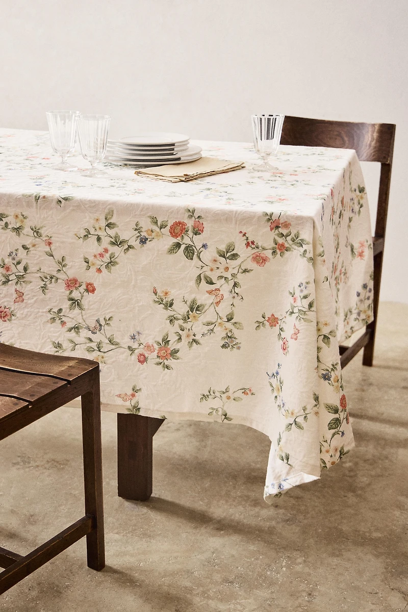 NAPPE JACQUARD ET IMPRIMÉ FLORAL