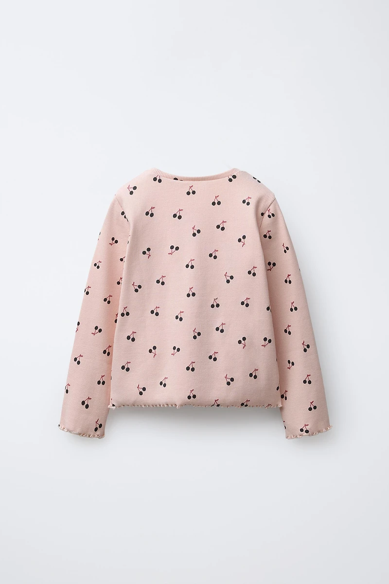 T-SHIRT CÔTELÉ IMPRIMÉ