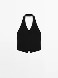 Knit halter neck waistcoat